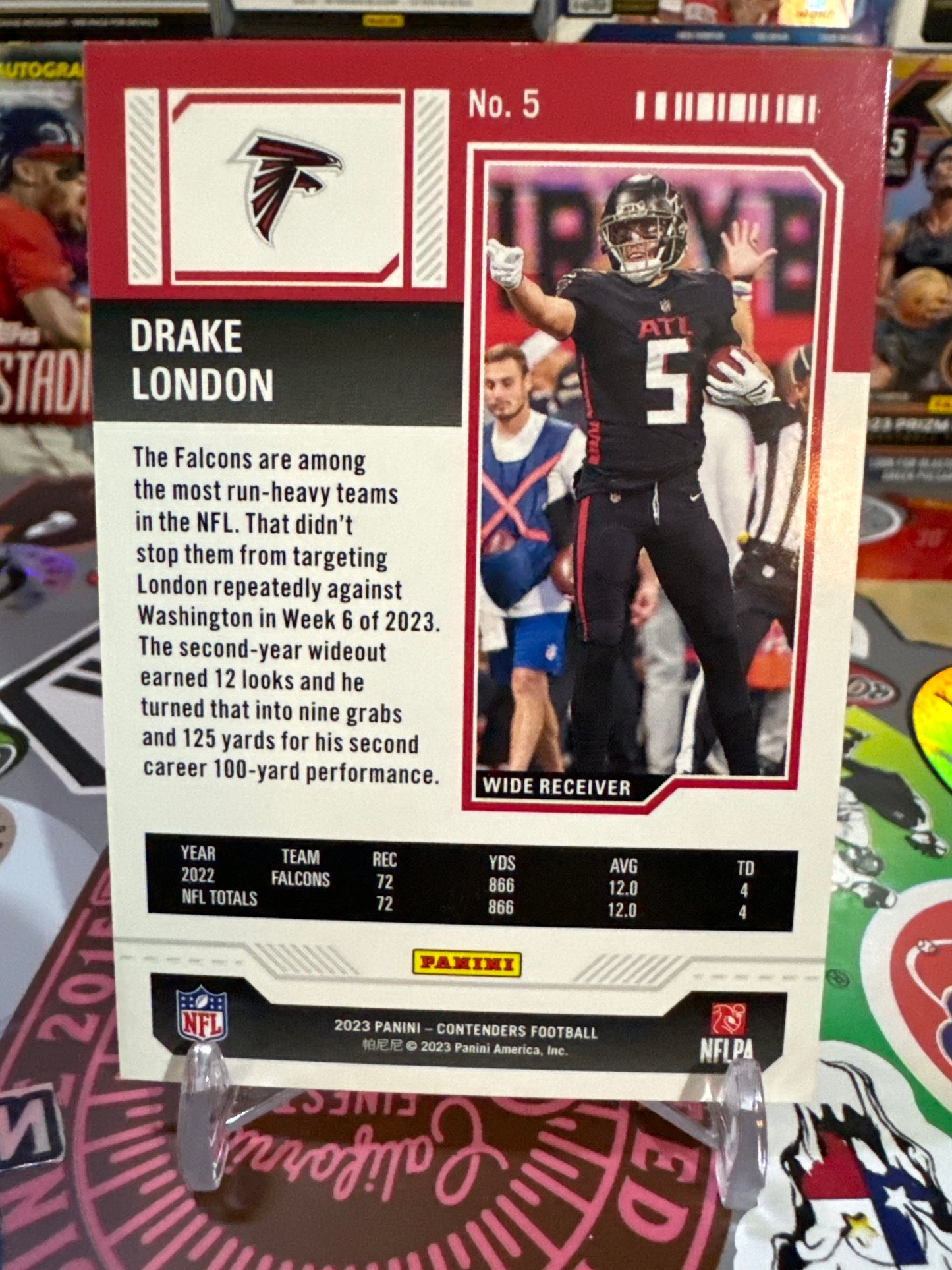 2023 Panini Contenders Game Ticket #5 Drake London- Red Game ticket Parallel