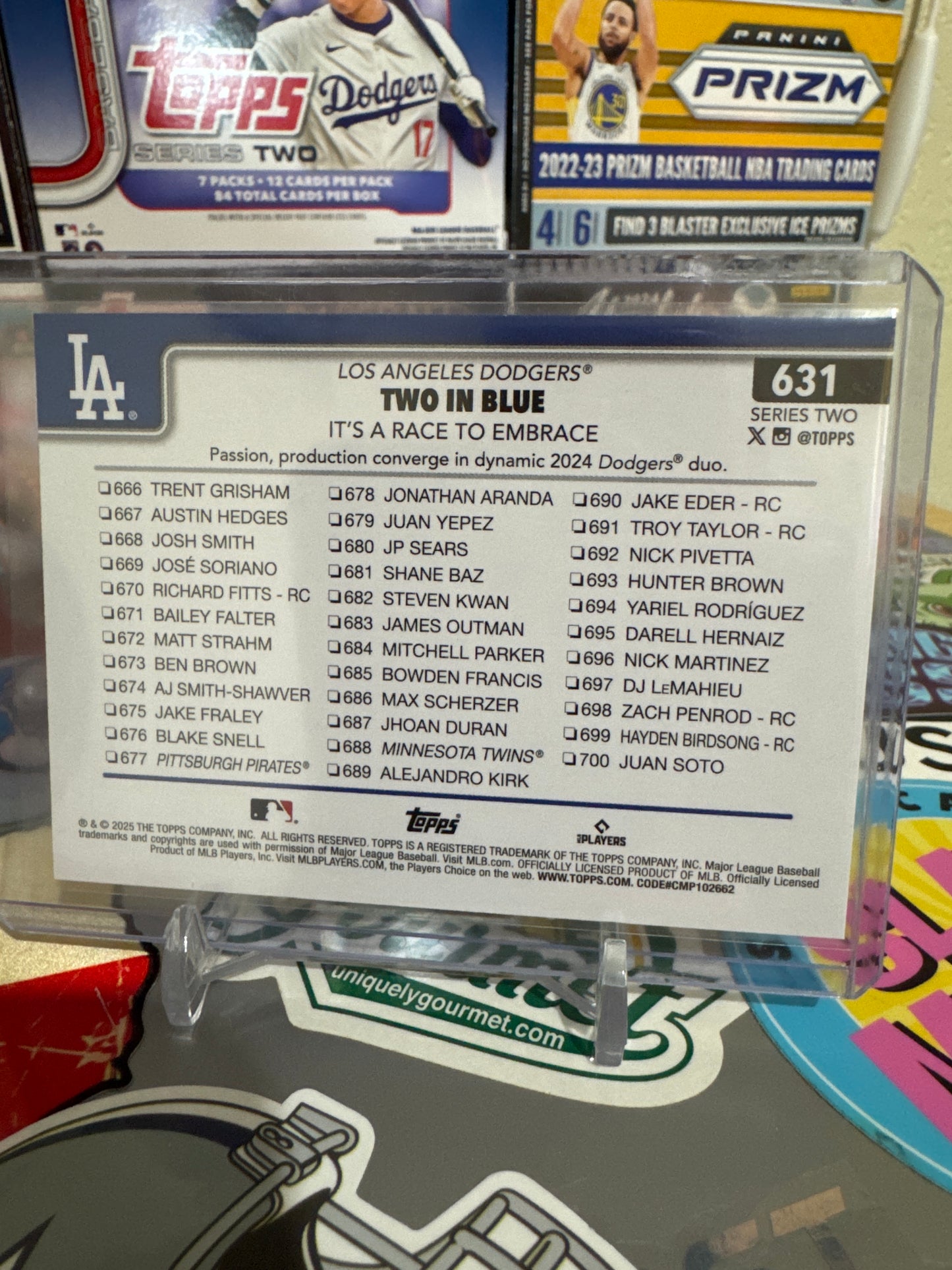2025 Topps Series 2 Two In Blue #631 Mookie Betts/ Freddie Freeman- Holiday Sun Parallel