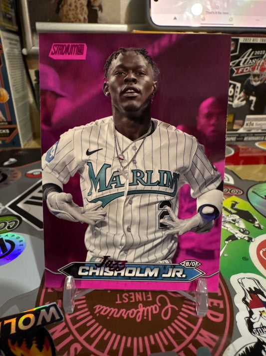 2024 Topps Stadium Club #186 Jazz Chisholm Jr.- Pink Foil Parallel