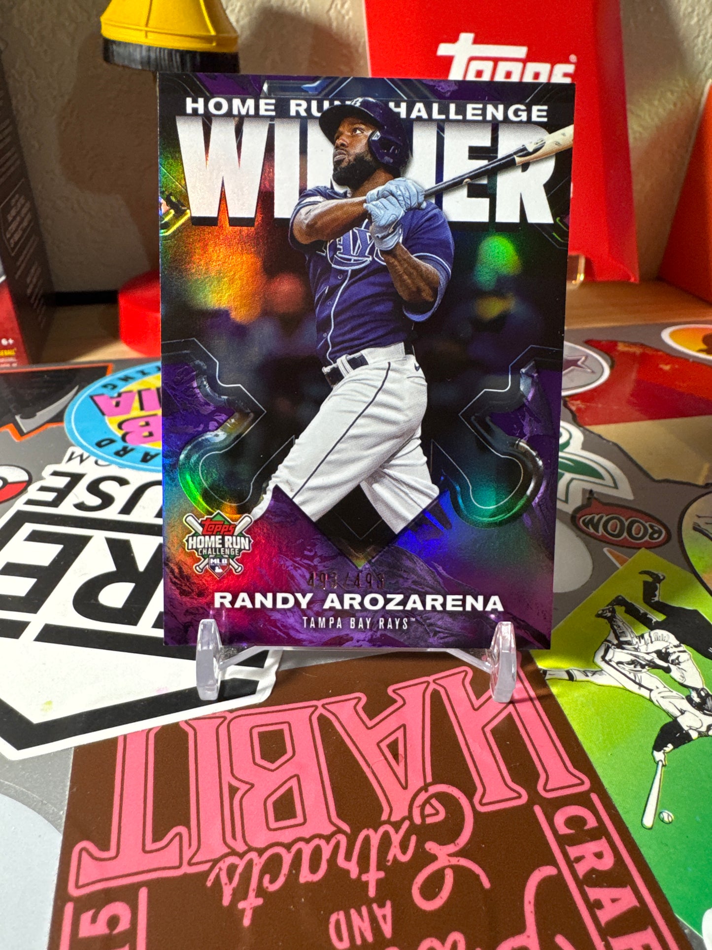 2024 Topps Home Run Challenge Winner #HRCW-25 Randy Arozarena- Purple. Numbered 493/493