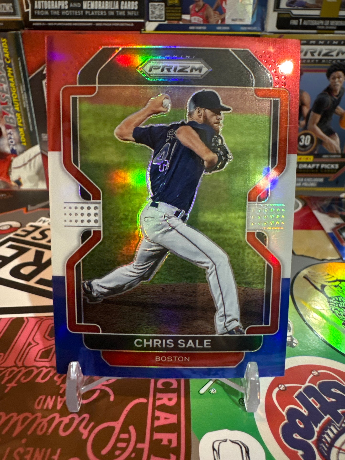 2022 Panini Prizm #205 Chris Sale Red/White/Blue