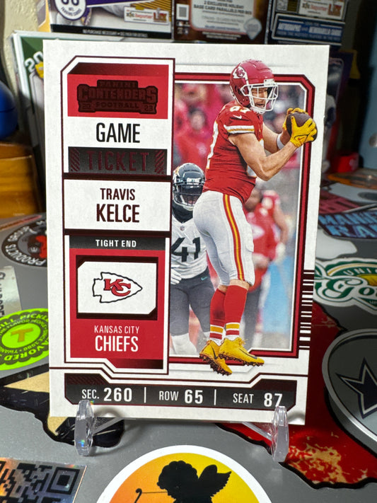 2023 Panini Contenders #52 Travis Kelce- Red Game Ticket Parallel