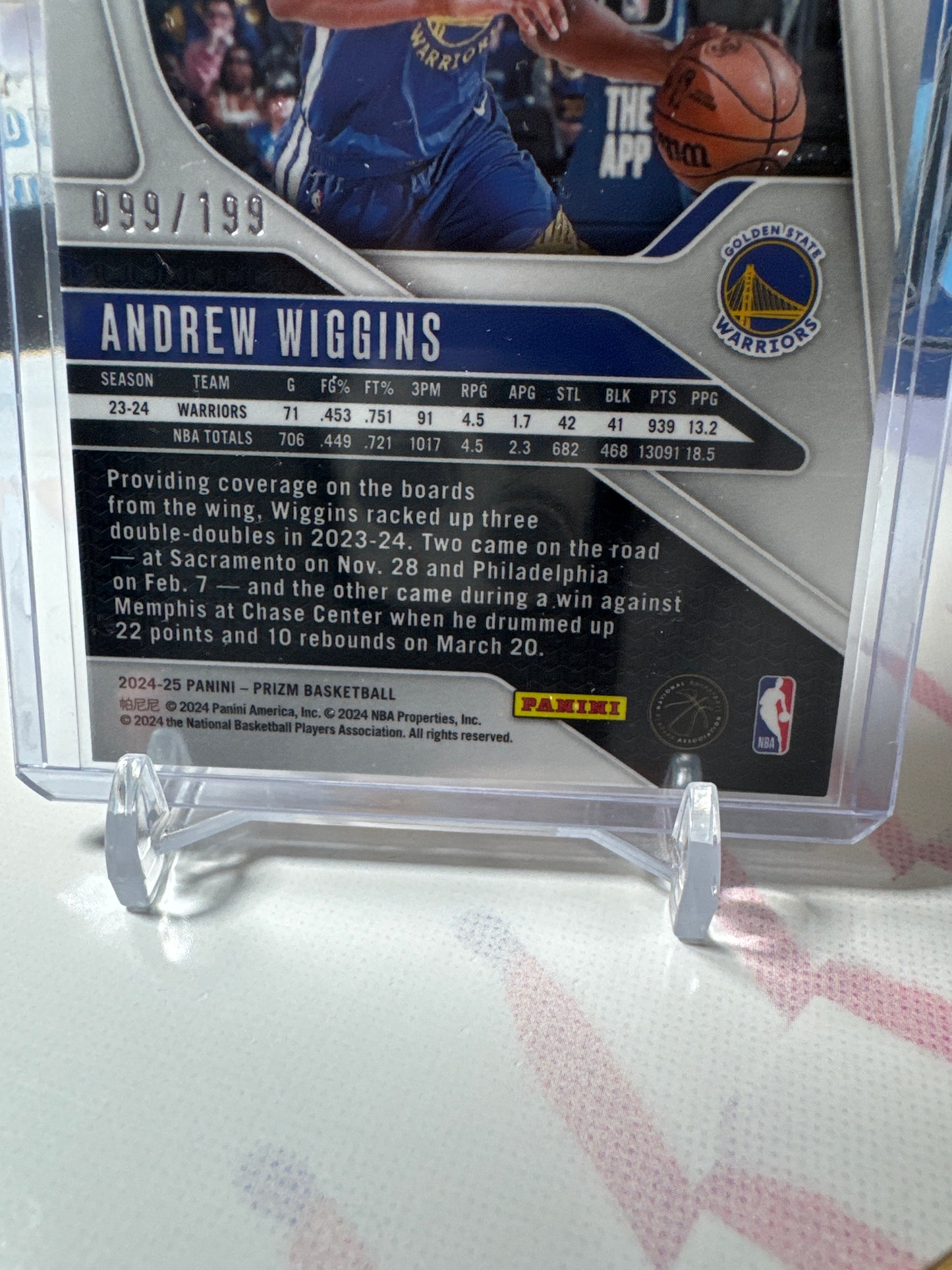 2024 Panini Prizm #19 Andrew Wiggins- Orange Seismic Parallel. Numbered 99/199