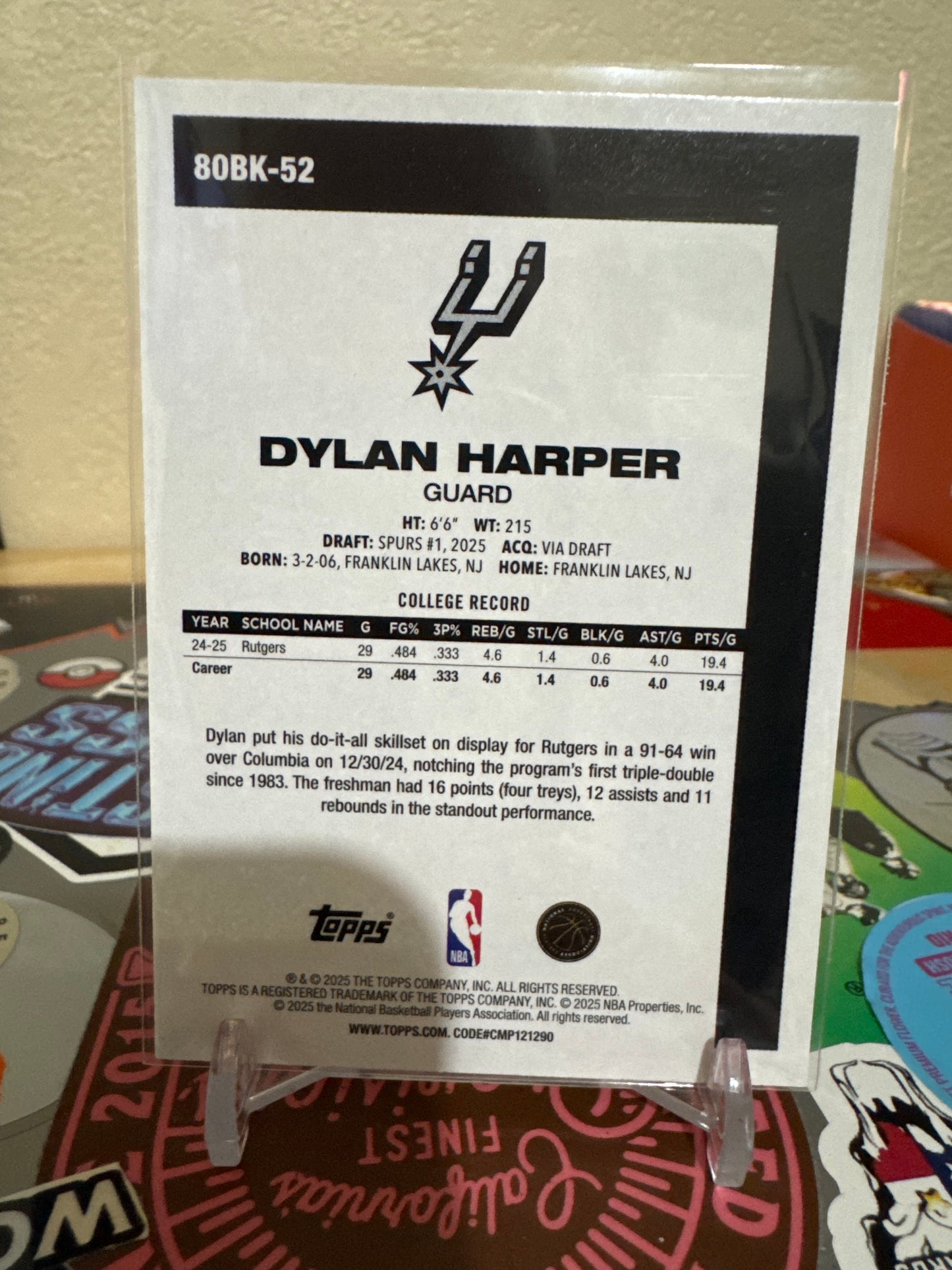 2025 Topps 45th anniversary #80BK-52 Dylan Harper RC