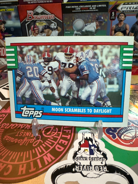 1990 Topps Football #519 Moon scrambles to daylight. Warren Moon- Tiffany Parallel. Color match.