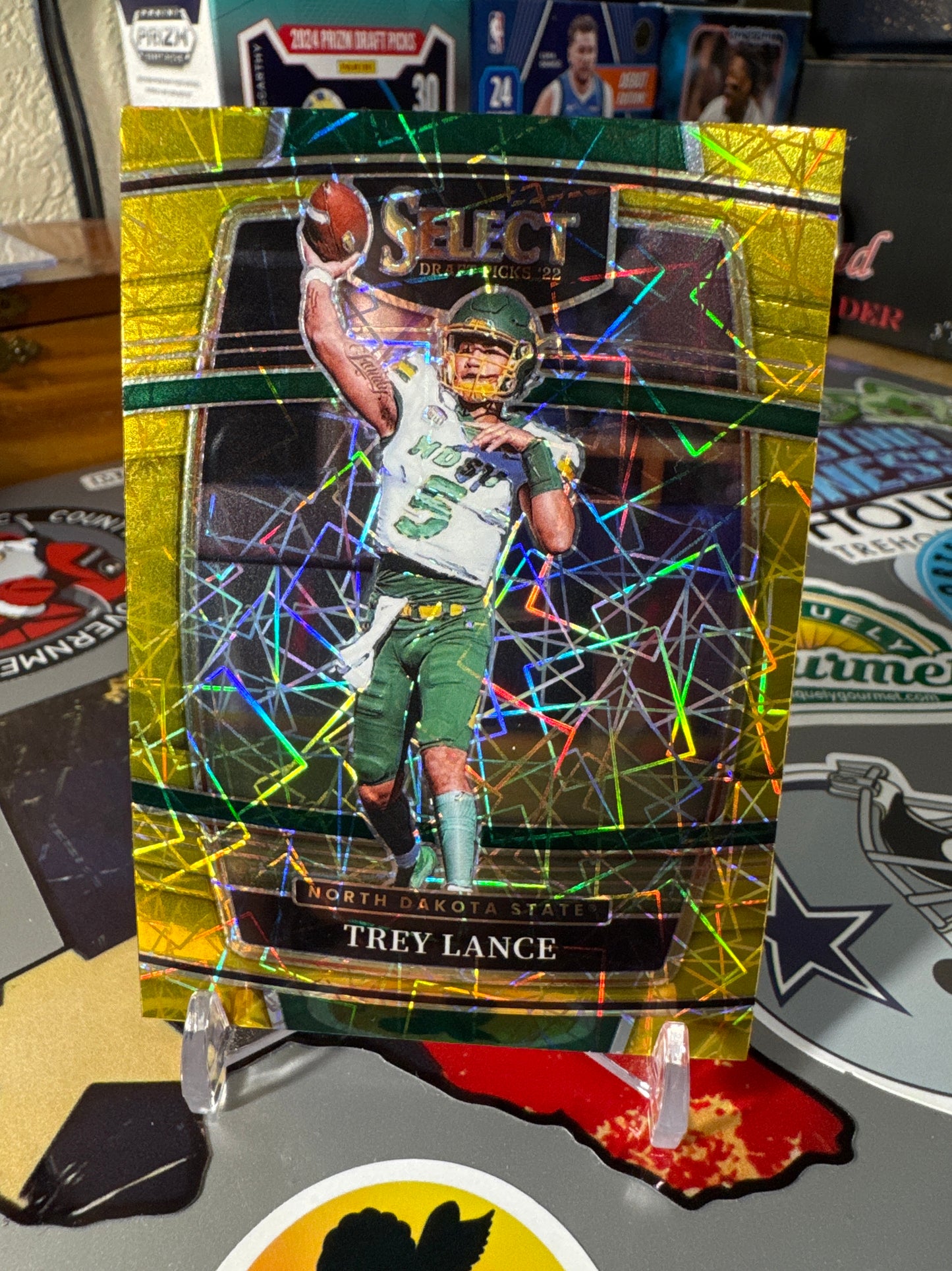 2022 Panini Select Draft Picks #40 Trey Lance- Gold Lazer Parallel