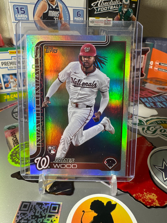 2025 Topps Series One #181 James Wood RC- Rainbow Foil Parallel