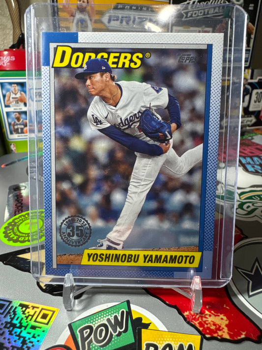 2025 Topps Series One 1990 Anniversary #T90-84 Yoshinobu Yamamoto- Blue Color Match.