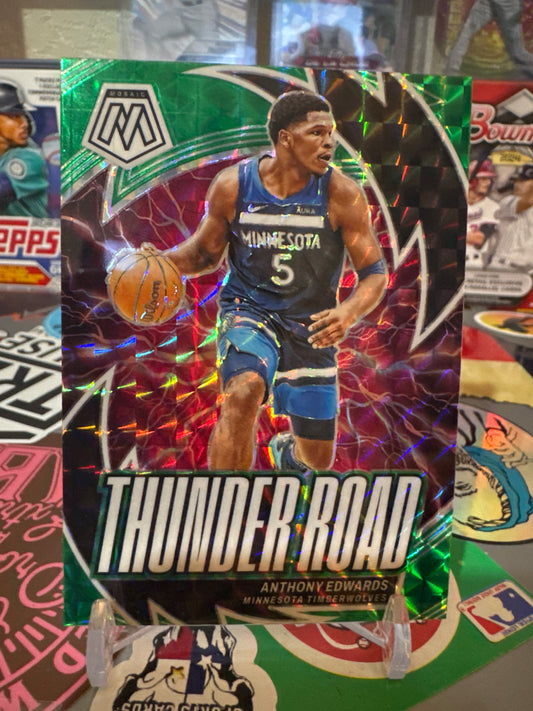 2023 Panini Mosaic Thunder Road #5 Anthony Edwards- Green Mosaic Parallel