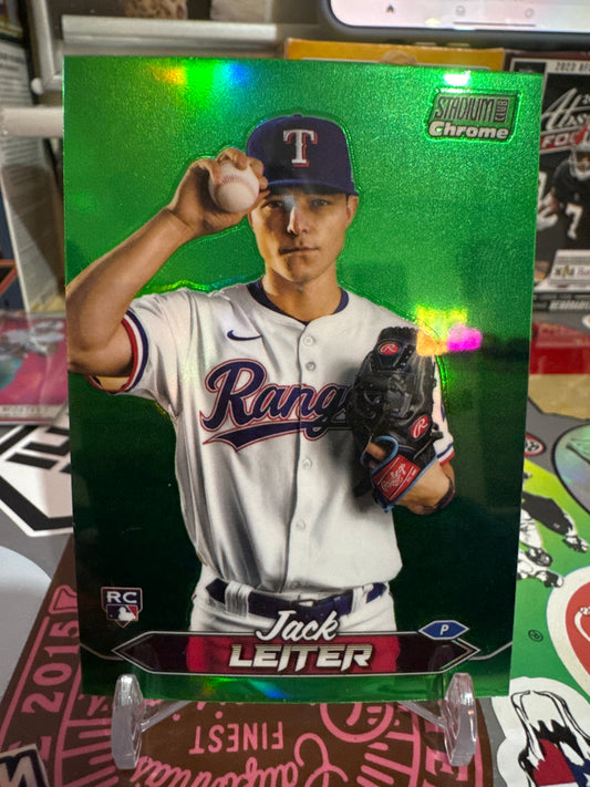 2024 Topps Stadium Club Chrome #20 Jack Leiter RC. Green Refractor