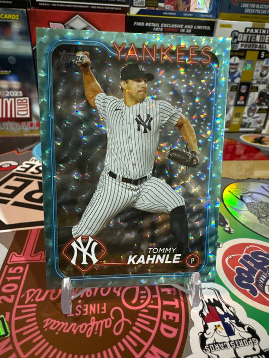 2024 Topps Series 2 #576 Tommy Kahnle. Aqua Shmmer Parallel. Numbered 159/399