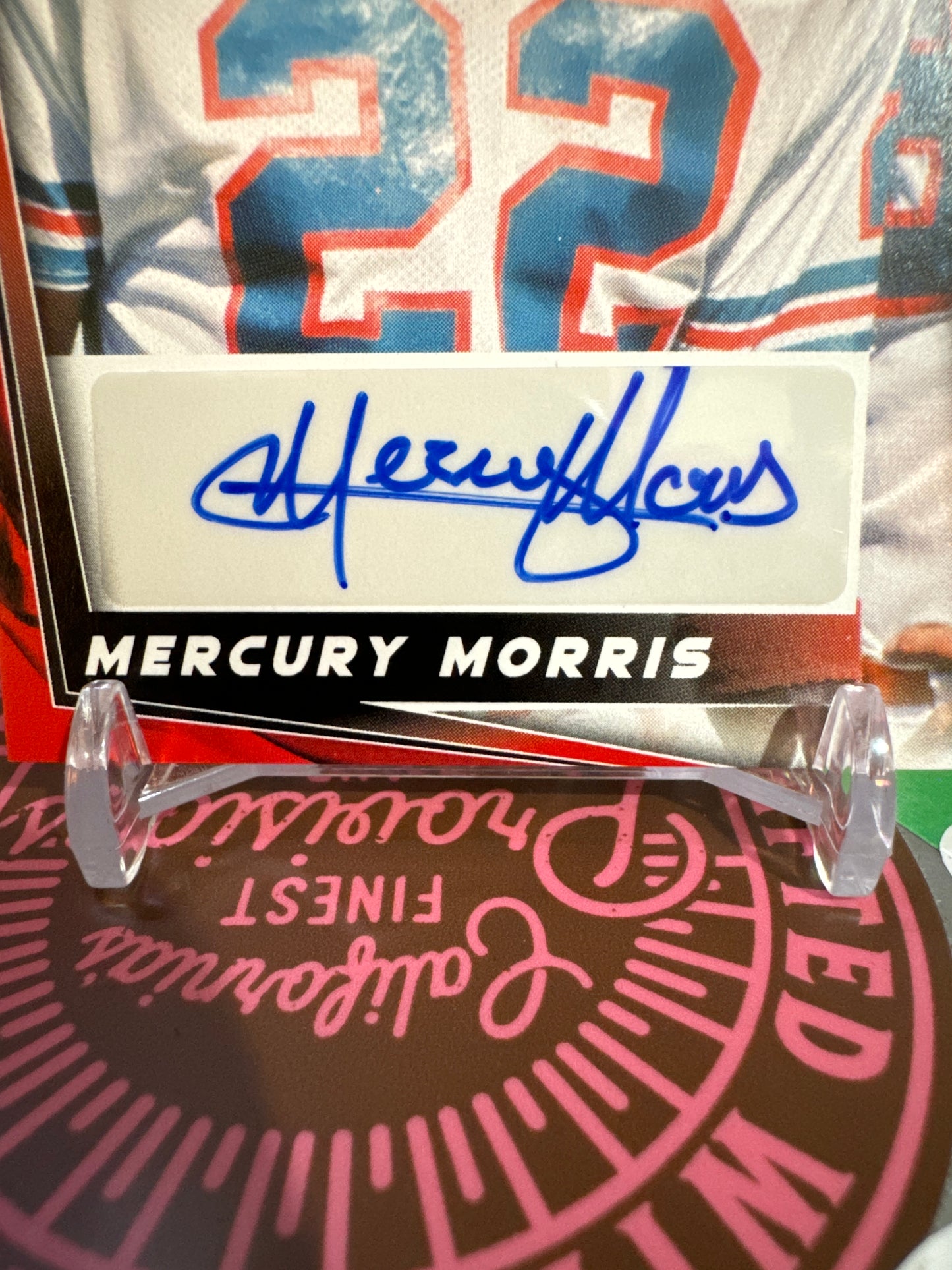 2024 Leaf Football #BA-MM3 Mercury Morris- Red- Autographed.