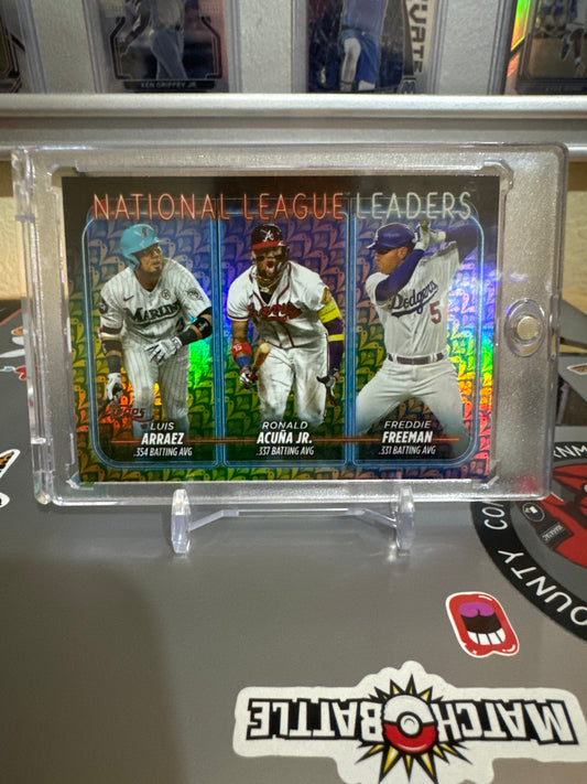 2024 Topps Luis Arraez/ Ronald Acuna Jr./ Freddie Freeman. Rainbow foil.