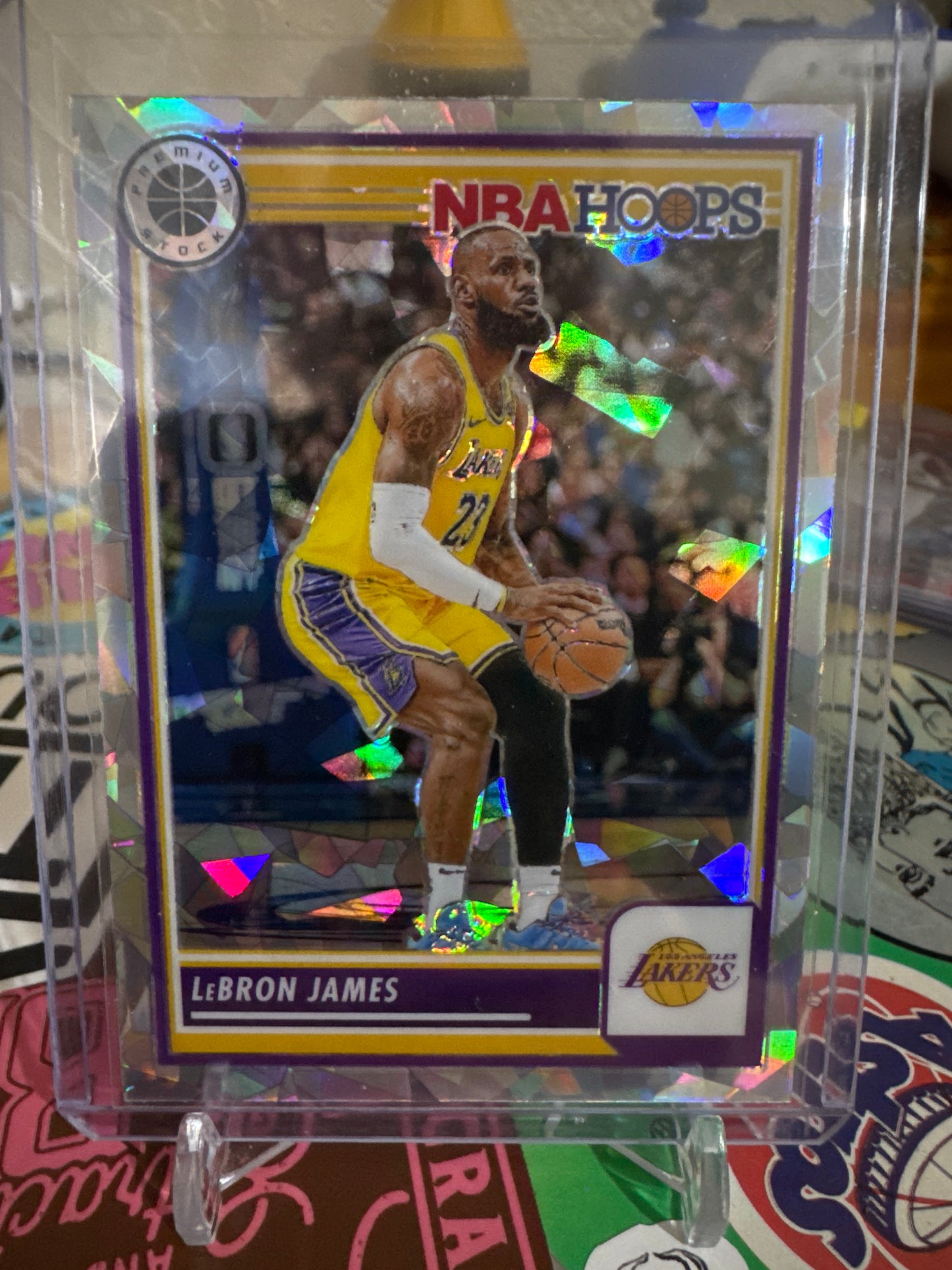 2023 Panini Hoops Premium Stock #149 LeBron James- Cracked Ice Parallel