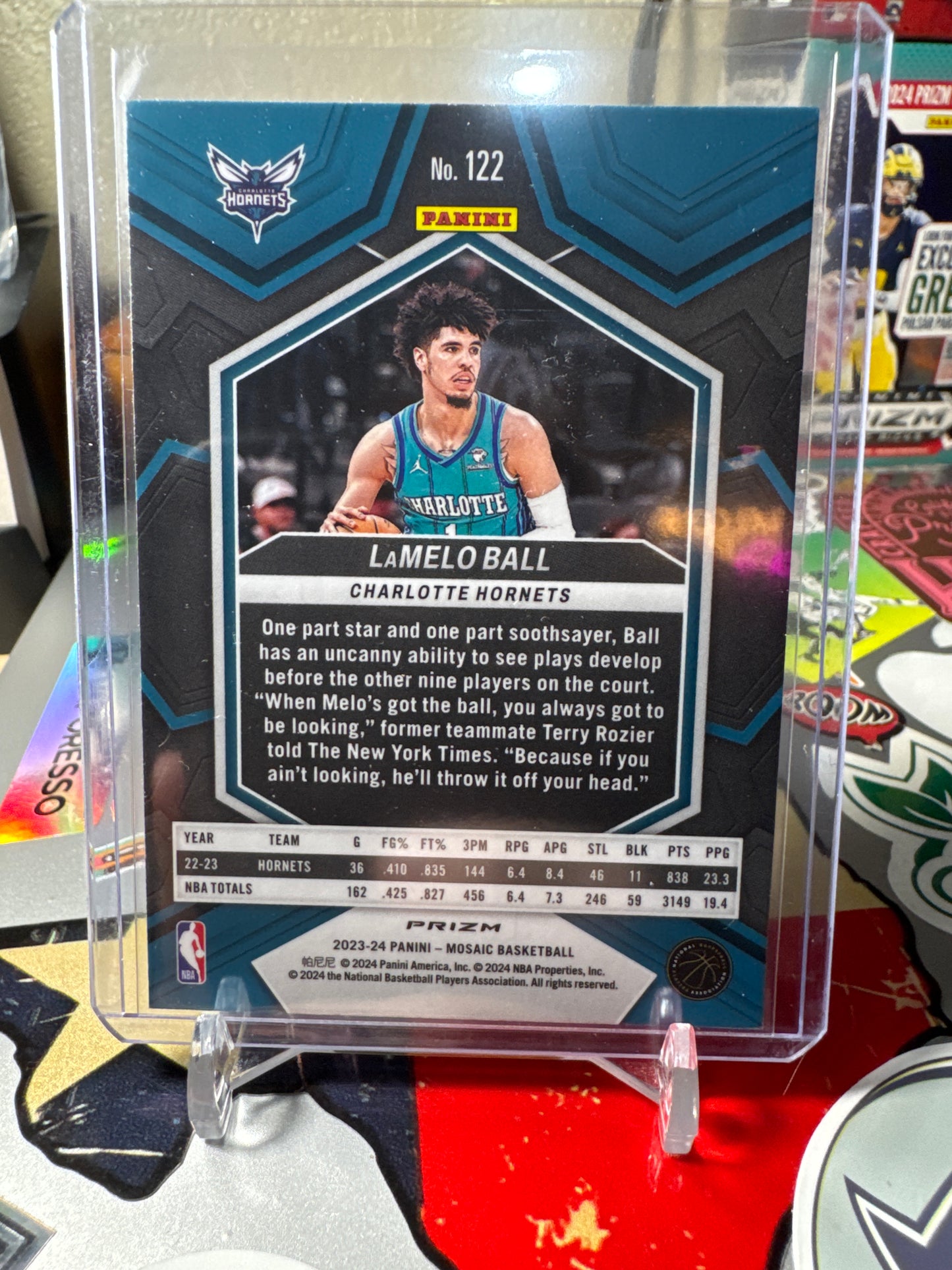 2023 Panini Mosaic #122 LaMelo Ball- Blue Reactive Mosaic Parallel