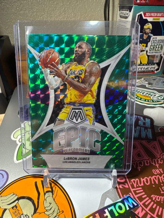 2023 Panini Mosaic EPIC Performers #2 LeBron James- Green Mosaic Parallel