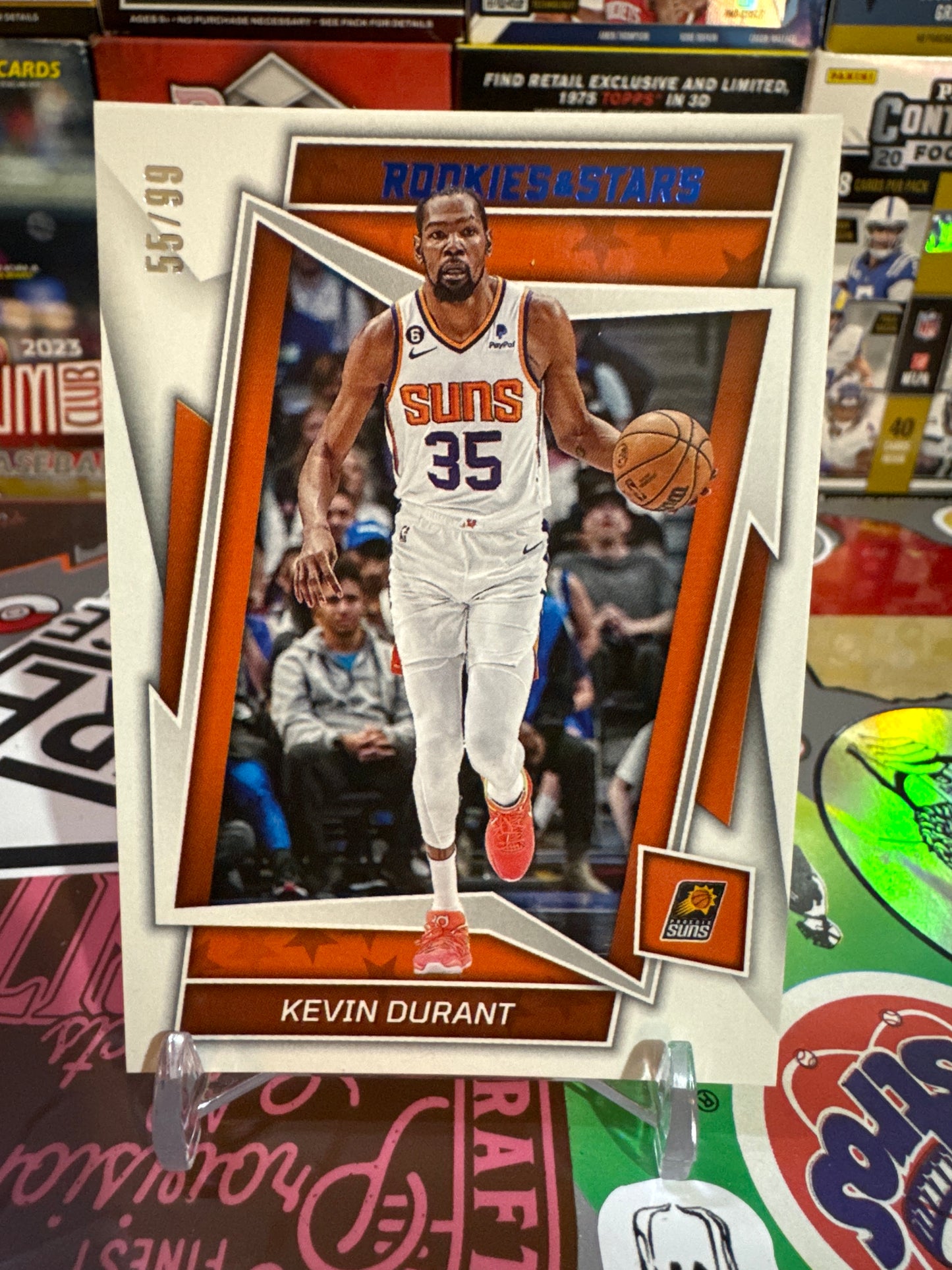 2022 Panini Chronicles Rookies &Stars #619 Kevin Durant- Blue Foil Parallel. Numbered 55/99