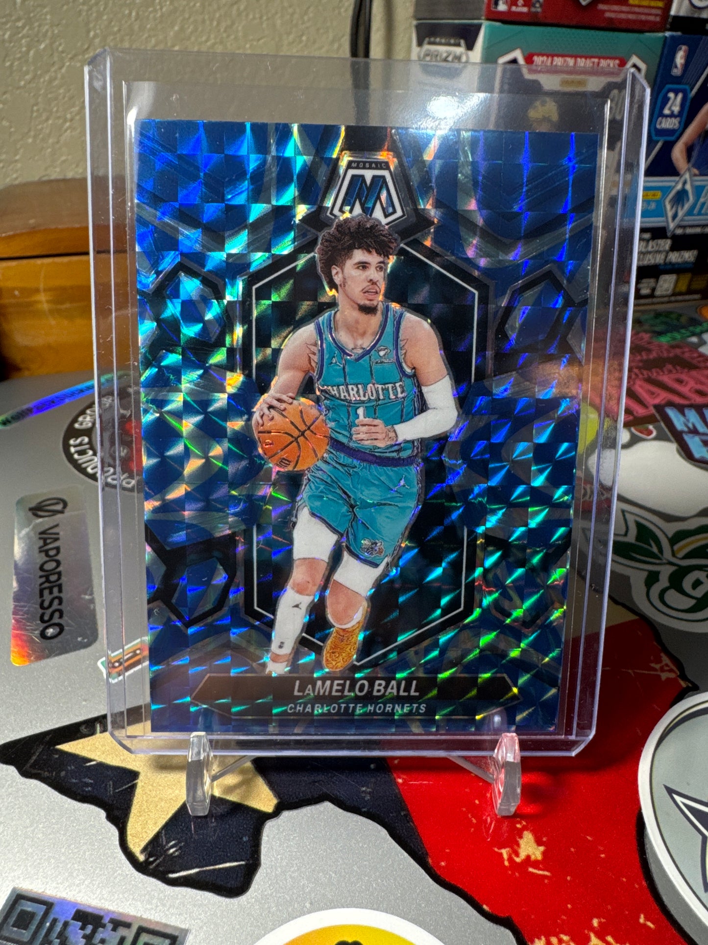 2023 Panini Mosaic #122 LaMelo Ball- Blue Reactive Mosaic Parallel