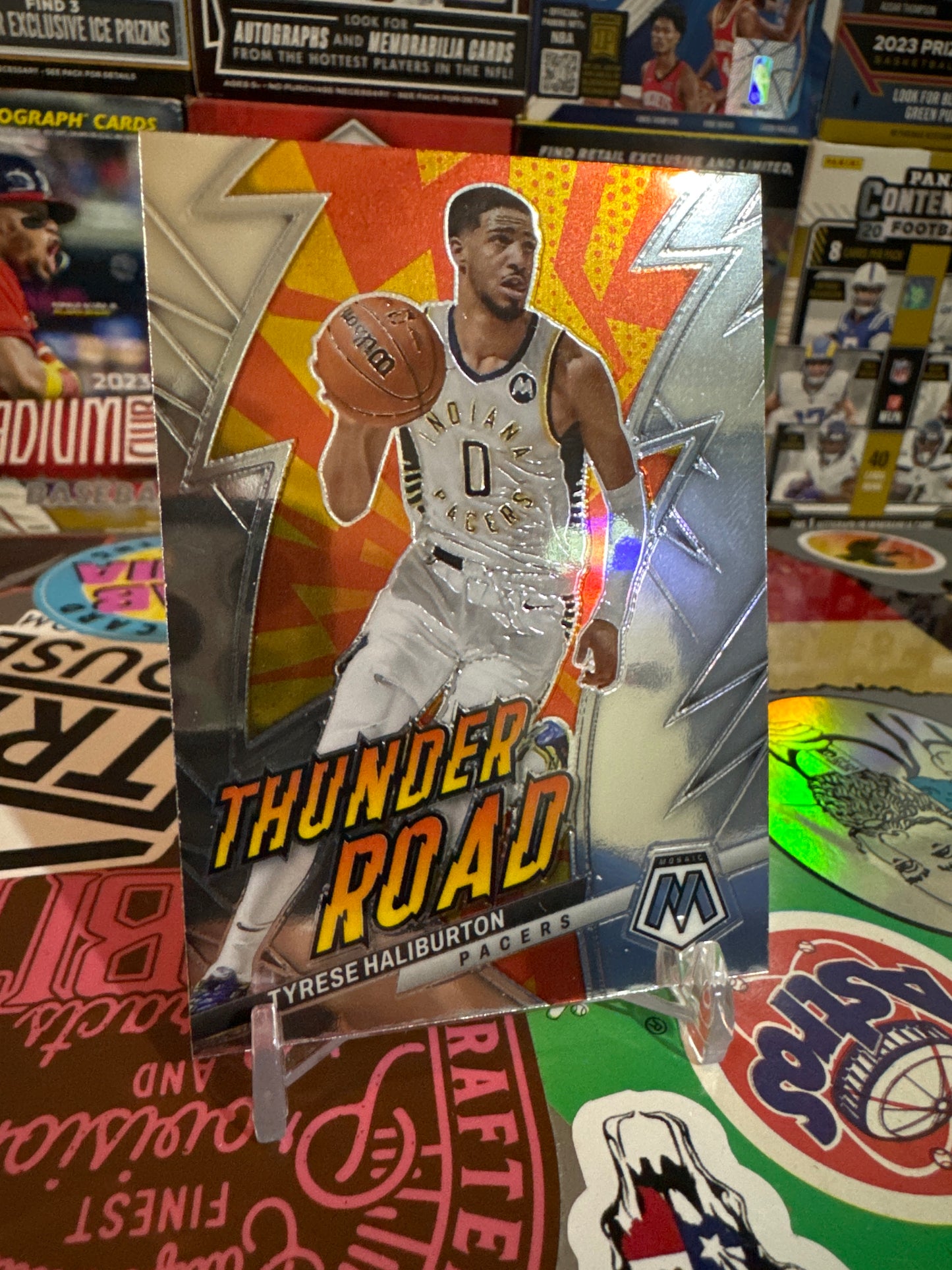 2022 Panini Mosaic Thunder Road #3 Tyrese Haliburton