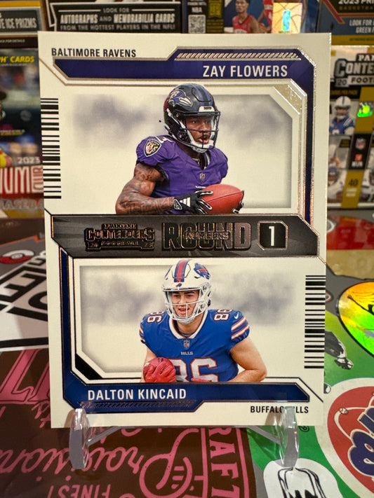 2023 Panini Contenders Round Numbers #9 Zay Flowers/ Dalton Kincaid RC