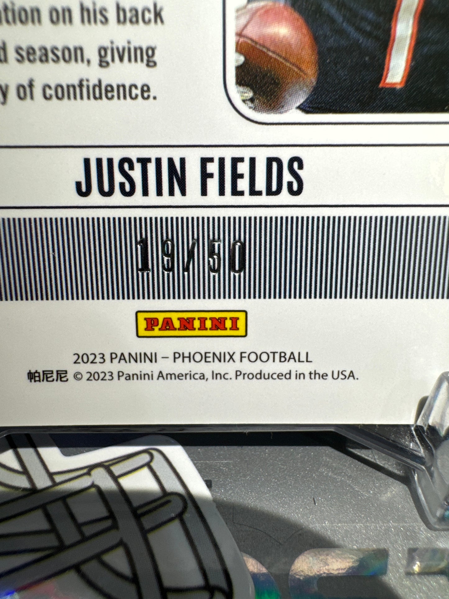 2023 Panini Phoenix Contours #15 Justin Fields- Bronze Parallel. Numbered 19/50