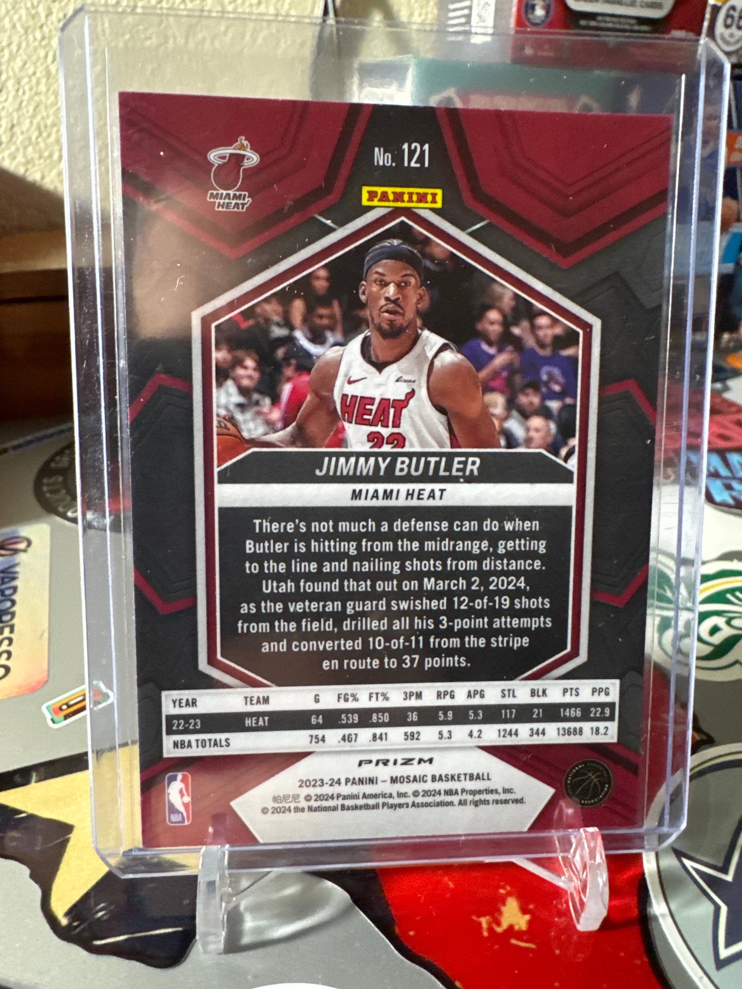 2023 Panini Mosaic #121 Jimmy Butler- Reactive Blue Mosaic Parallel