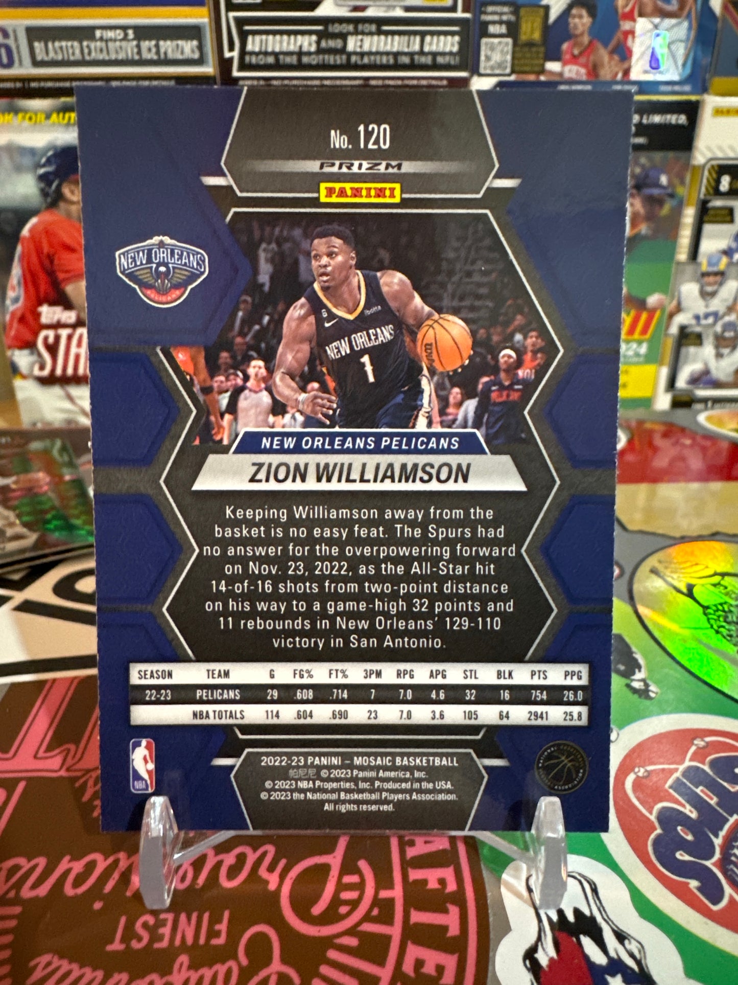 2022 Panini Mosaic #120 Zion Williamson- Green Mosaic Parallel