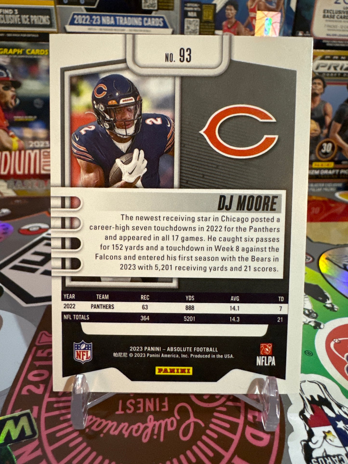 2023 Panini Absolute #93 DJ Moore- Blue Foil Parallel. Bears