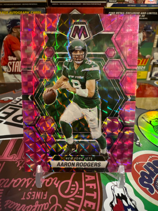 2023 Panini Mosaic #82 Aaron Rodgers- Camo Pink Parallel