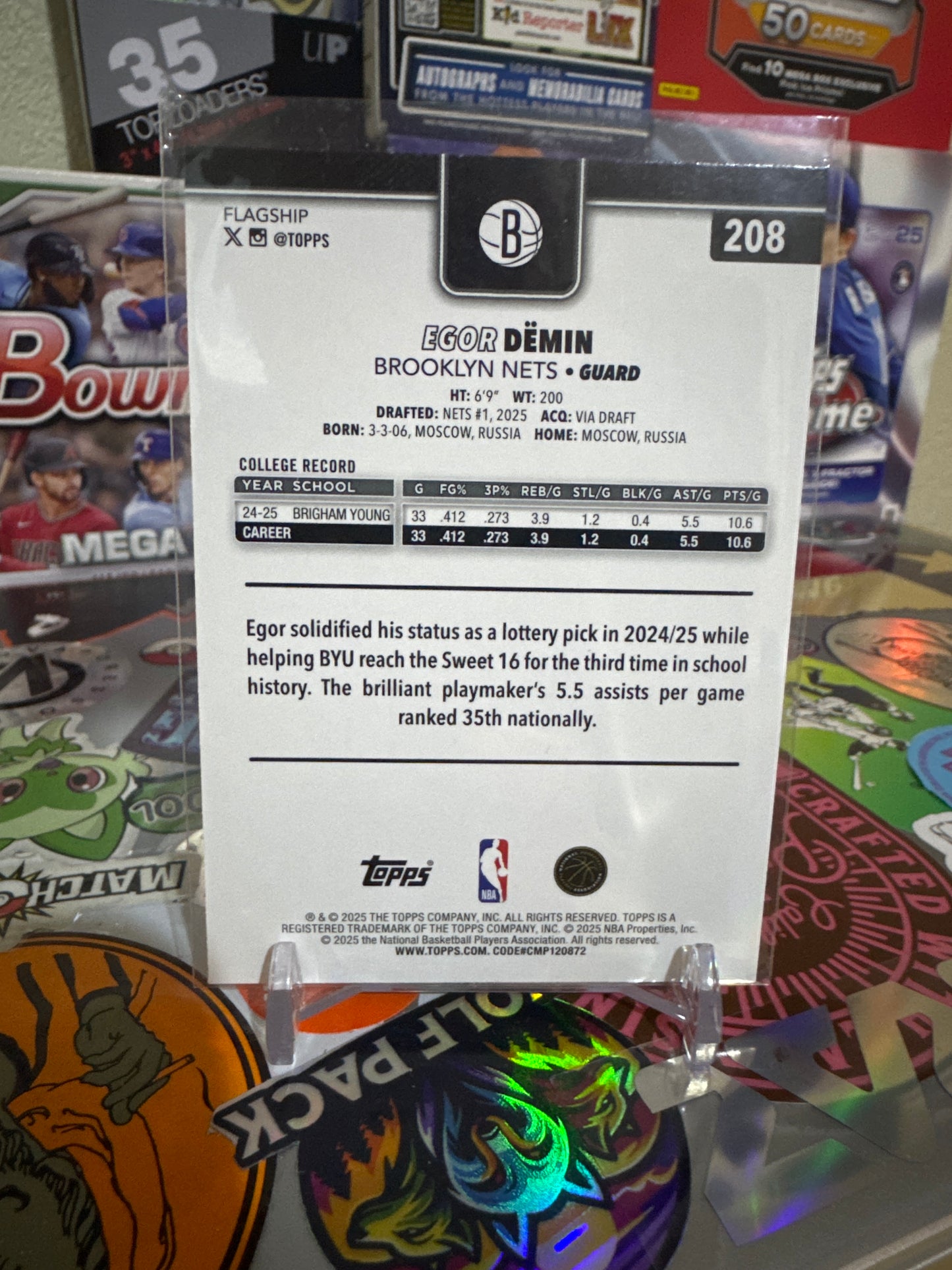 2025 Topps Flag Ship #208 Egor Demin RC- Rainbow Foil Parallel