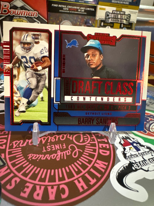 2023 Panini Contenders Historic draft class contenders #HDC-BSA Barry Sanders. Red Foil Parallel